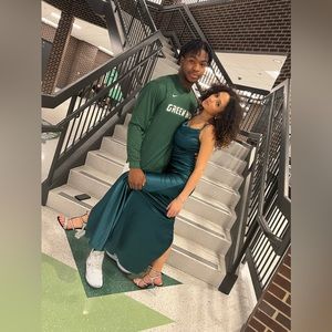 Velvet green tight fitted event dress